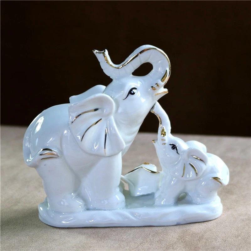 Керамическая миниатюрная фарфоровая фигурка слона для мамы и ребенка украшение
