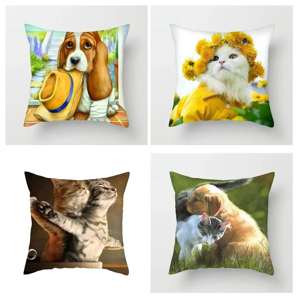 TTLIFE кошка подушка чехол Чехол для подушки с изображением животных размером 45*45 см