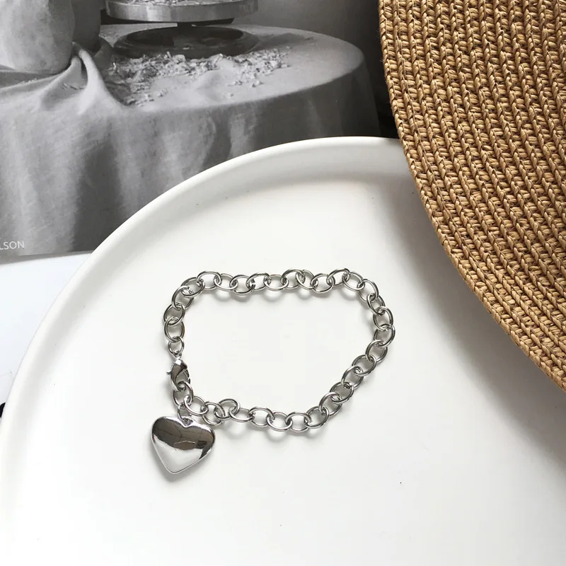 Очаровательные браслеты с сердечком для женщин серебряный цвет браслет Bileklik и