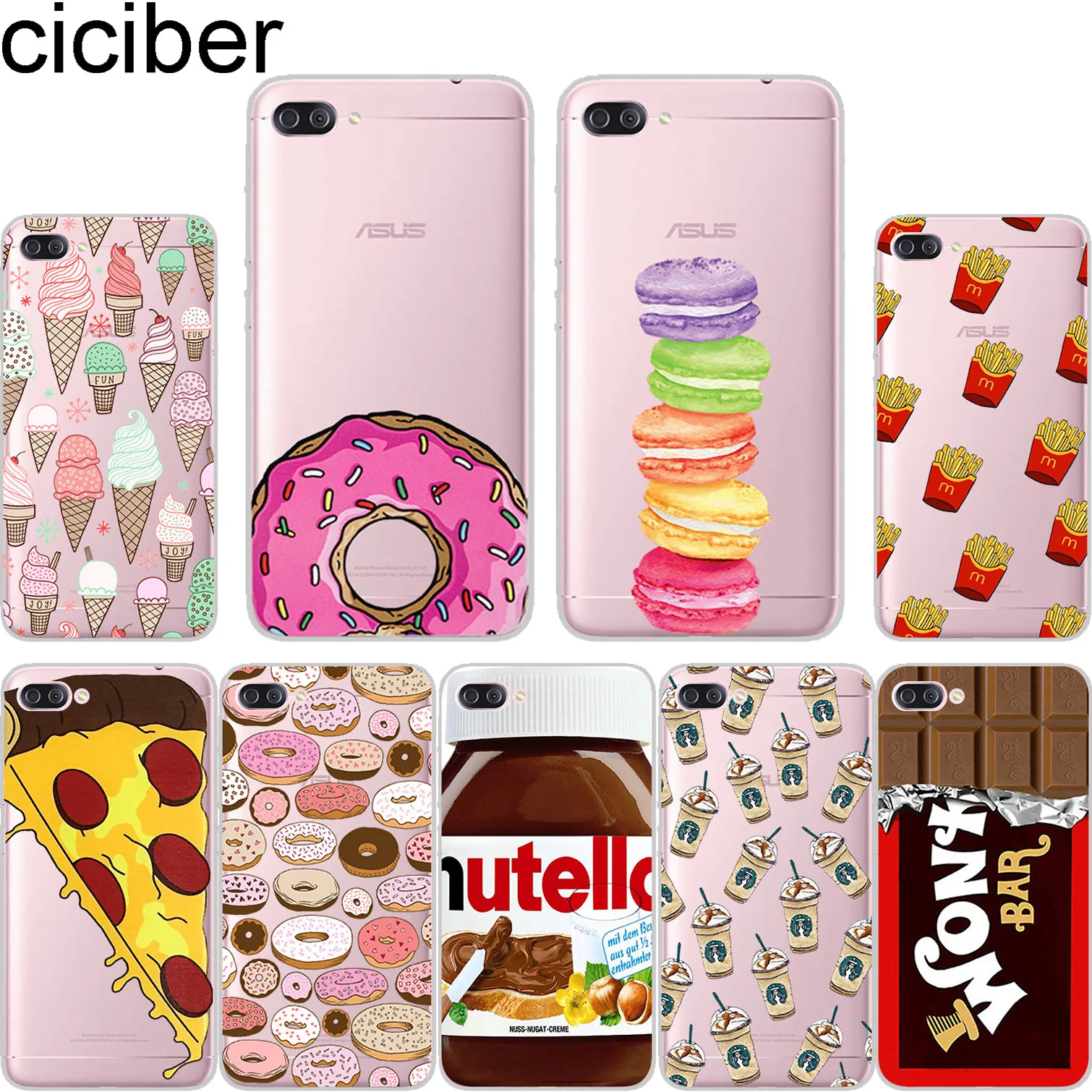 Ciciber Food для ASUS ZenFone 5 4 3 3S Max Pro Plus Laser Deluxe Selfie Z Q Lite мягкие силиконовые чехлы телефонов