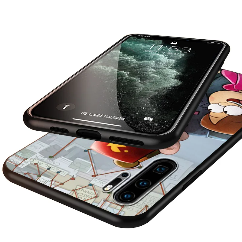 

Gravity Fall Family For Huawei P40 P30 P20 P10 P9 P8 Lite E mini Pro Plus 5G 2017 2019 Silicone Black Soft Glass Phone Case