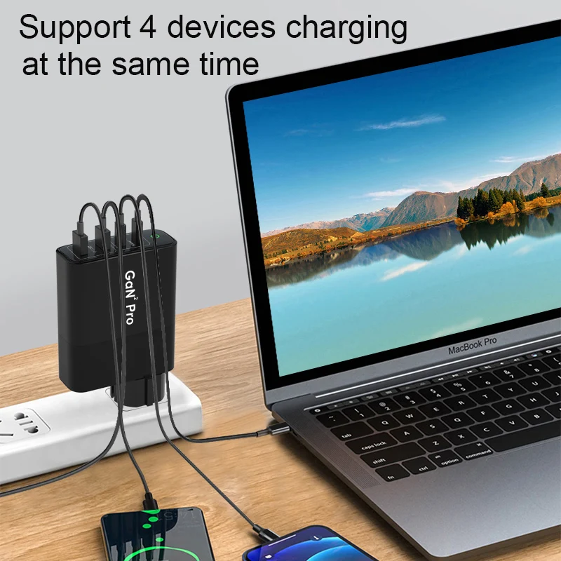 URVNS 4-портовый 161 Вт GaN 2 Pro USB C адаптер питания USB-C PD 100 и USB-A 22 5 KS/EU зарядное