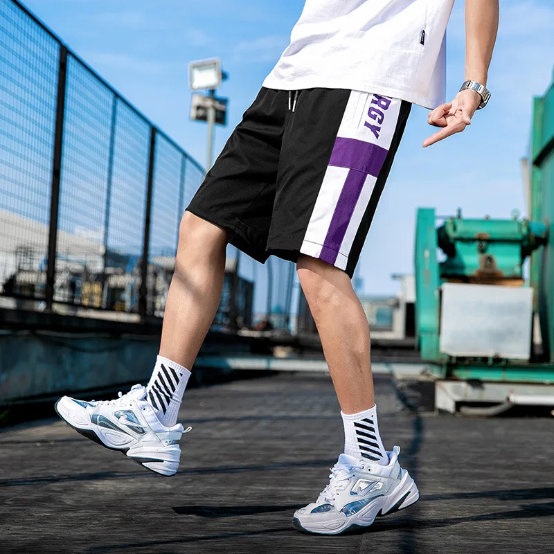 

2021 tooling shorts men's summer fashion color matching loose casual multicolor Korean straight leg Capris