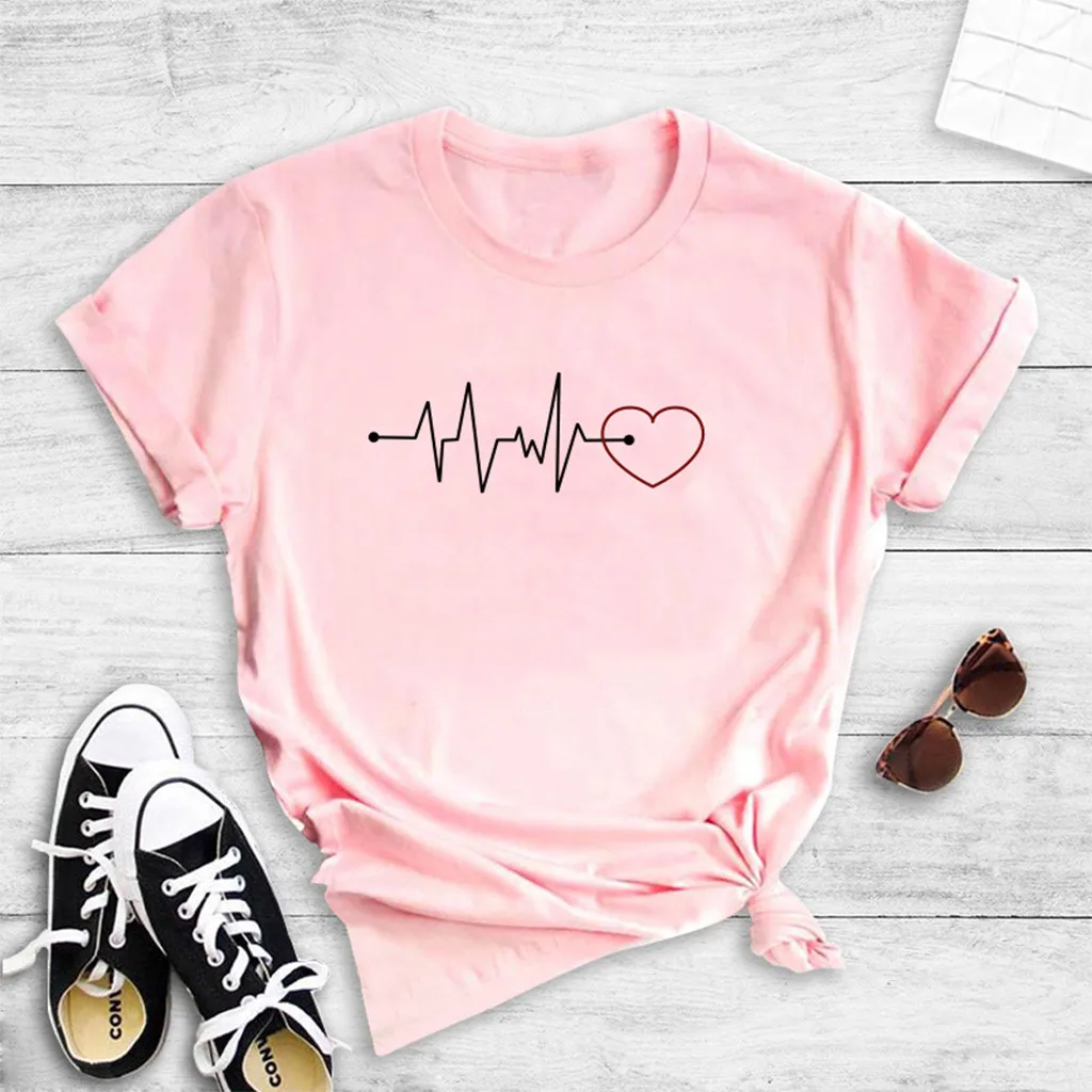 Женская Повседневная Свободная блузка с круглым вырезом и коротким рукавом