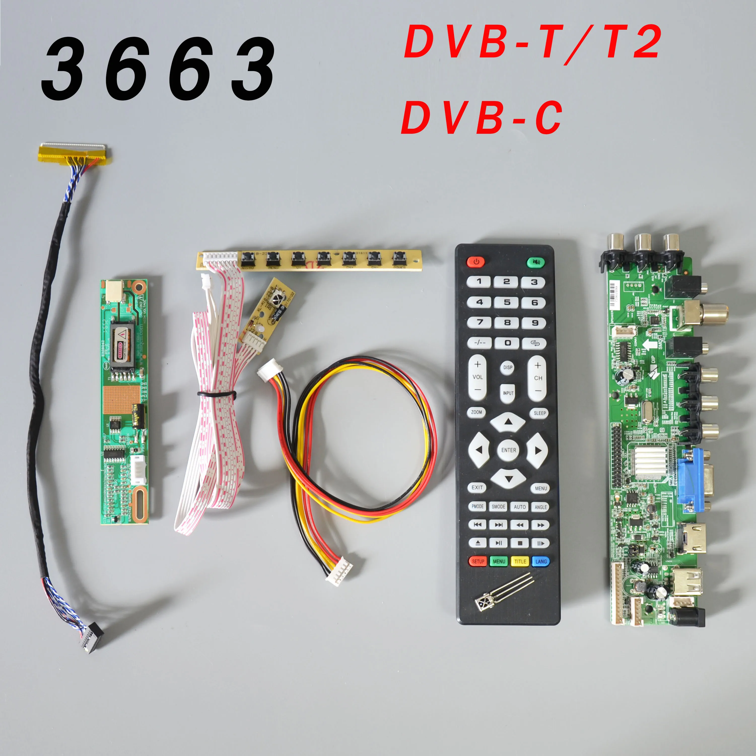 

DS.D3663LUA.A81.2.PA V56 V59 Universal LCD Driver Board Support DVB-T2 TV Board+7 Key Switch+IR+1 Lamp Inverter+LVDS 3663