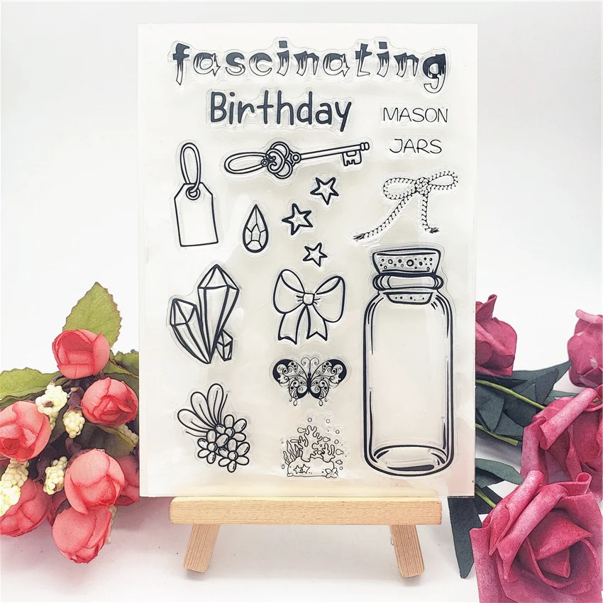 Горячая Распродажа прозрачный штамп с алфавитом в бутылке желаний/силиконовый