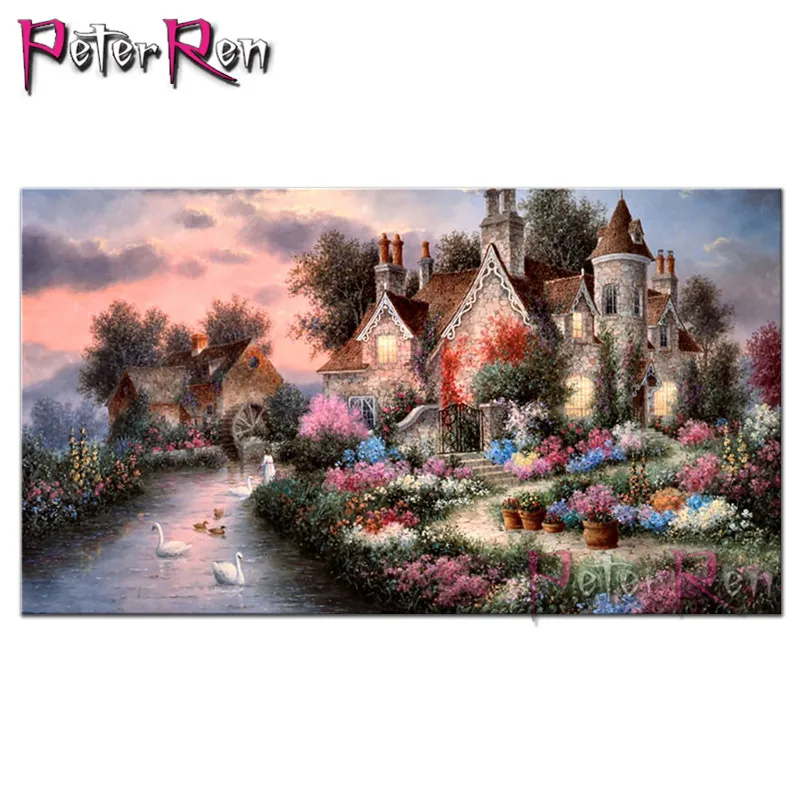 

Peter ren Diamond Painting scenery Full stick drill Embroidery Fantastic gouache landscape diamand Mosaic 5d Picture Rhinestones