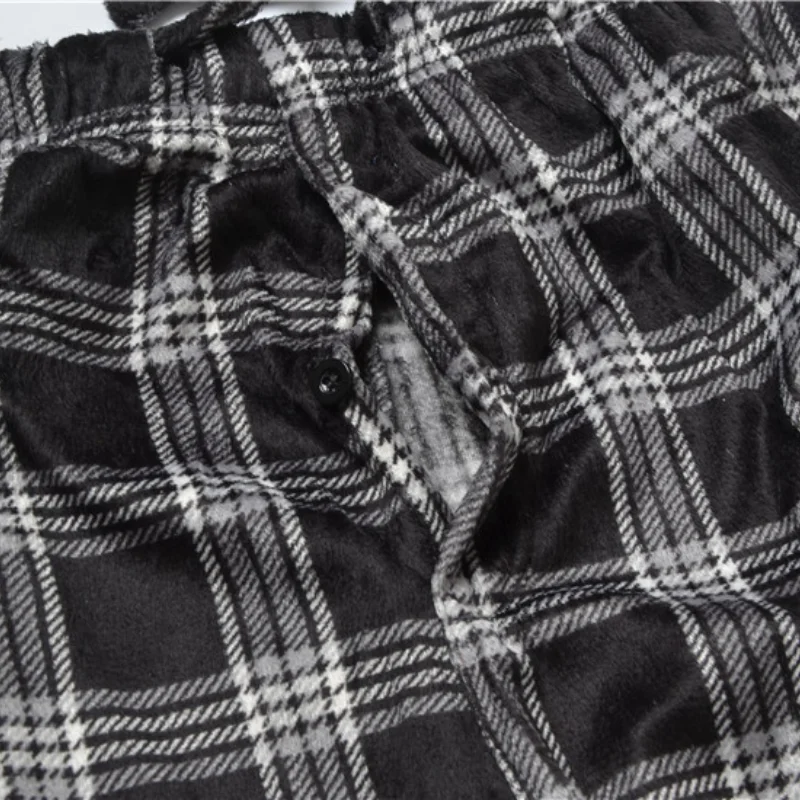 New Winter Men's Trousers Reversible Velvet Soft Pajama Pants Casual Plaid Sleeping Bottoms