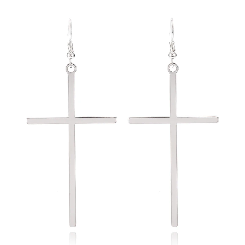

Ethnic Big Cross Long Earrings for Women Gold Color Drop Earrings Jewelry Dropshipping bijoux ethnique femmes