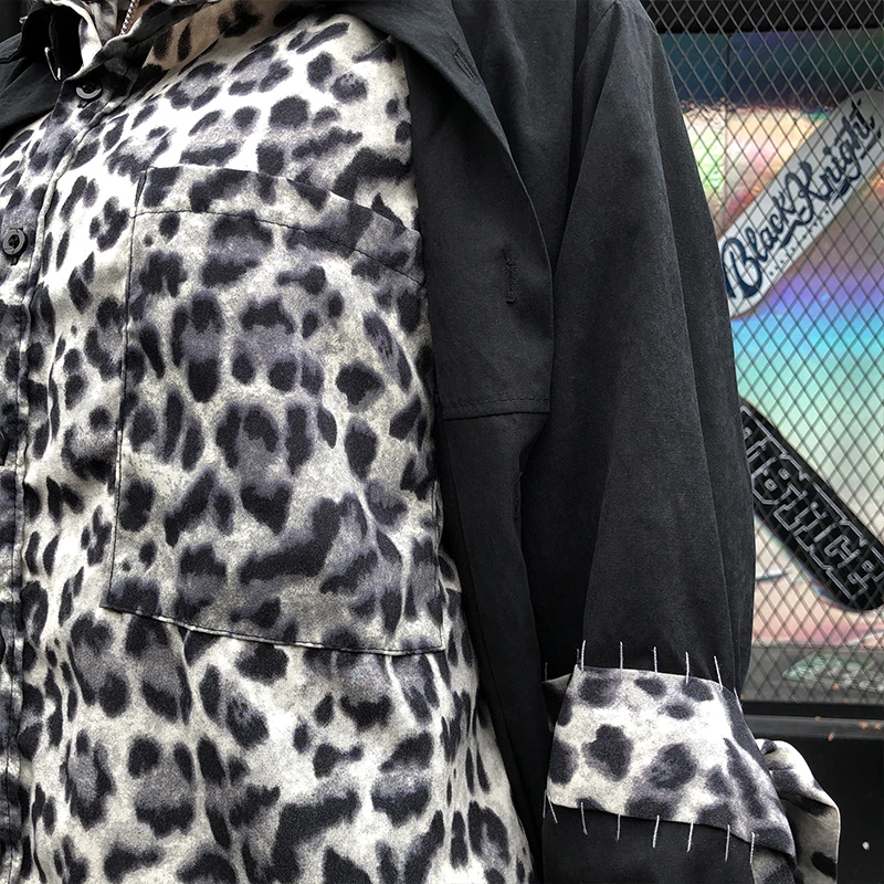 Весна Лето Корея Ulzzang Harajuku ретро леопардовая рубашка свободная хип хоп