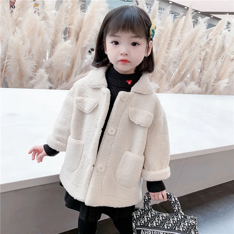 

Children Faux Fur Coat Baby Turndown Collar Thicken Warm Jacket Girls Long Overcoat Winter Kids Girls Casual Outwear