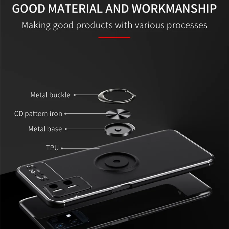 Holder Cover For OPPO Realme 8i Case For Realme 8i Capas Shockproof Phone Bumper Soft Ring Magnetic For Cover Realme 8i Fundas