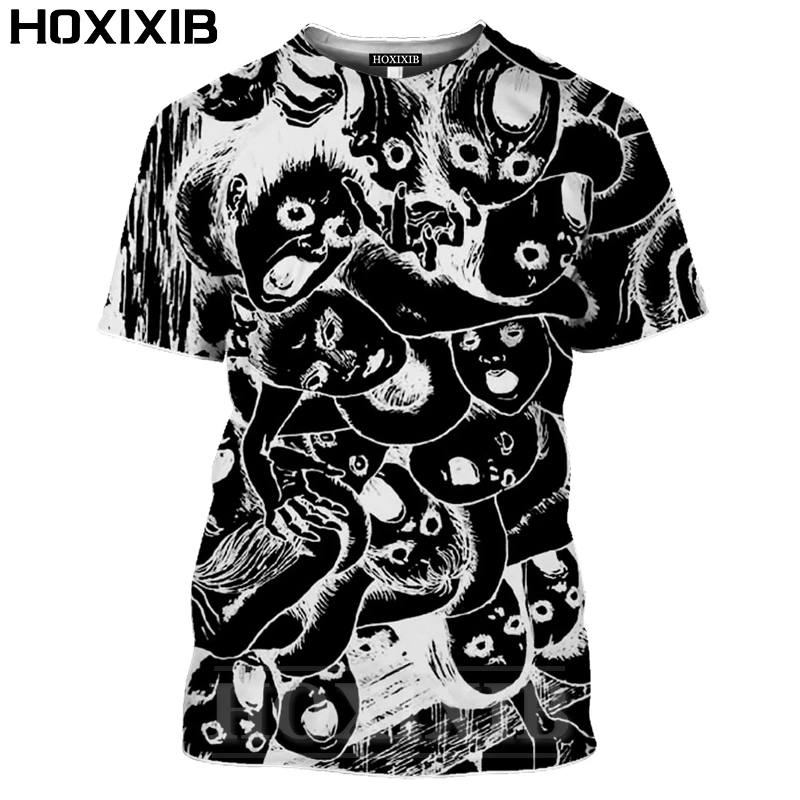 Футболка HOXIXIB с 3D-принтом японский триллер мультяшный рисунок джундзи Ито