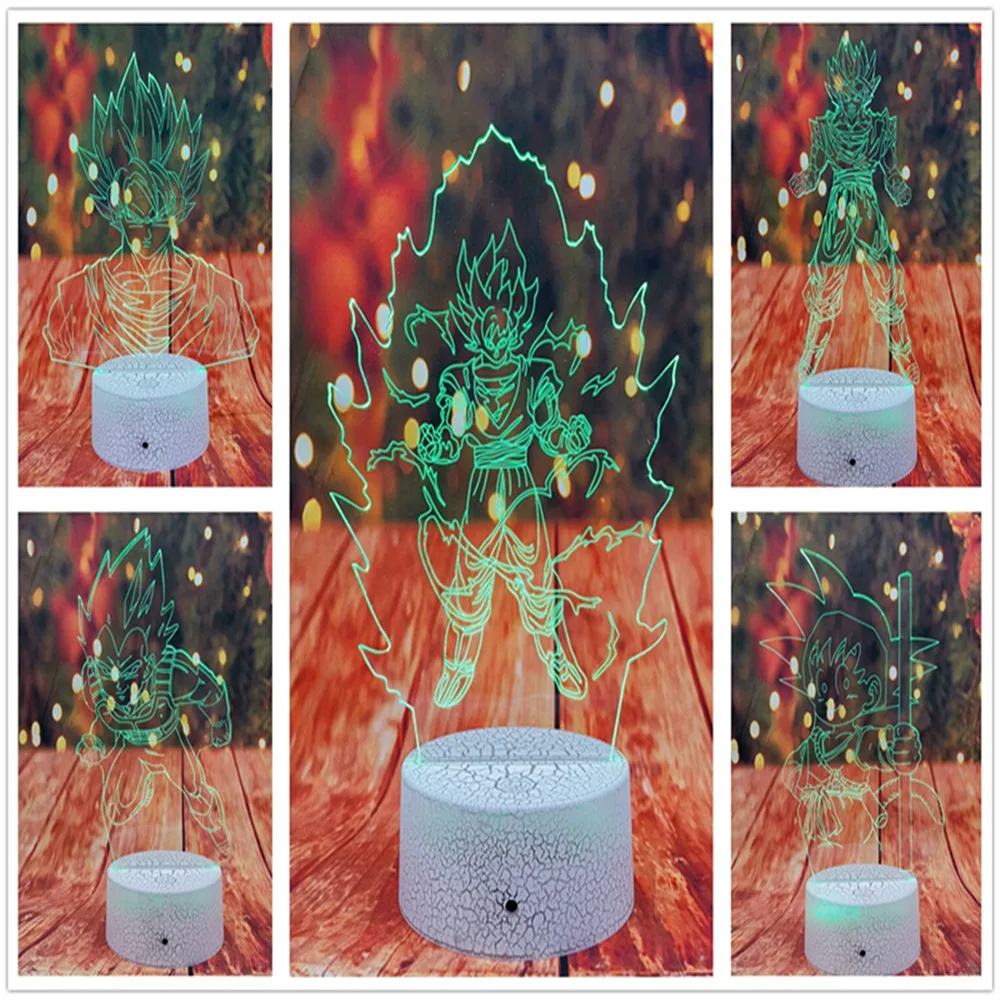 Новая 3D Светодиодная лампа Drgon Ball Son Goku ночник 7 Авто Цвет Градиент Иллюзия USB для
