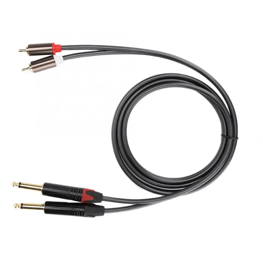 1 5 м двойной моно аудиокабель RCA к двойному 6 35 позолоченный штекер алюминиевый