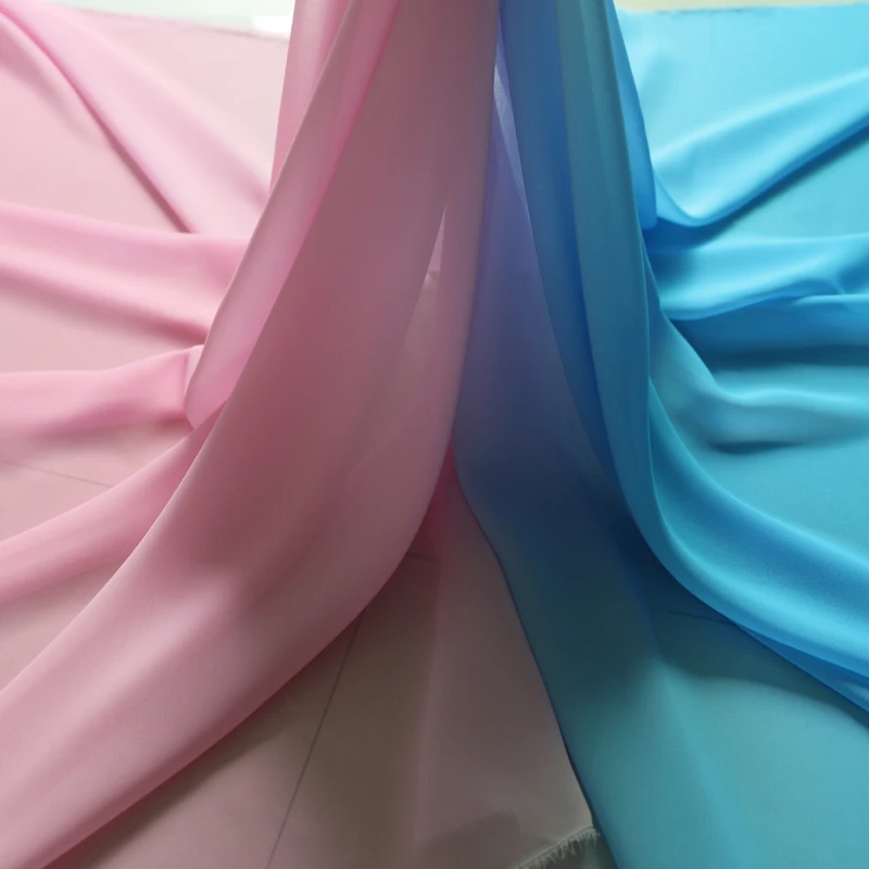100 см * 148 100D розово голубая градиентная шифоновая ткань с переходом цвета Толстая