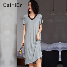 CAIYIER Summer Nightgowns Sexy Lace Women Nightdress Soft Fashion Modal V-Neck Night Dresss For Ladies Lingerie Japane Homewear