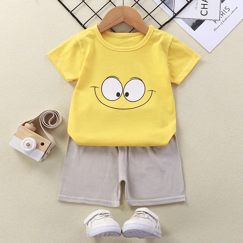

Newest 12M-5T Boys Set Clothing Soft Cotton Short Sleeve Children's Sets O-neck Summer Comfortable 2pcs/sets Cartoon Boy Clothes