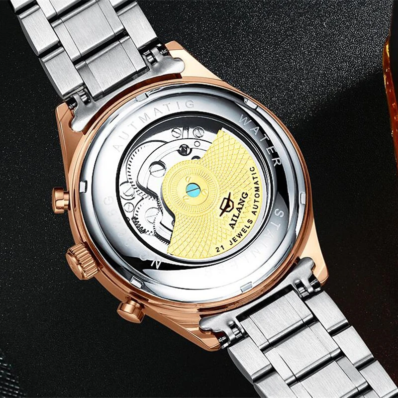 AILANG Tourbillon часы мужские модные автоматические мужские s часы лучший бренд класса люкс повседневные из нержавеющей стали водонепроницаемые механические часы мужские