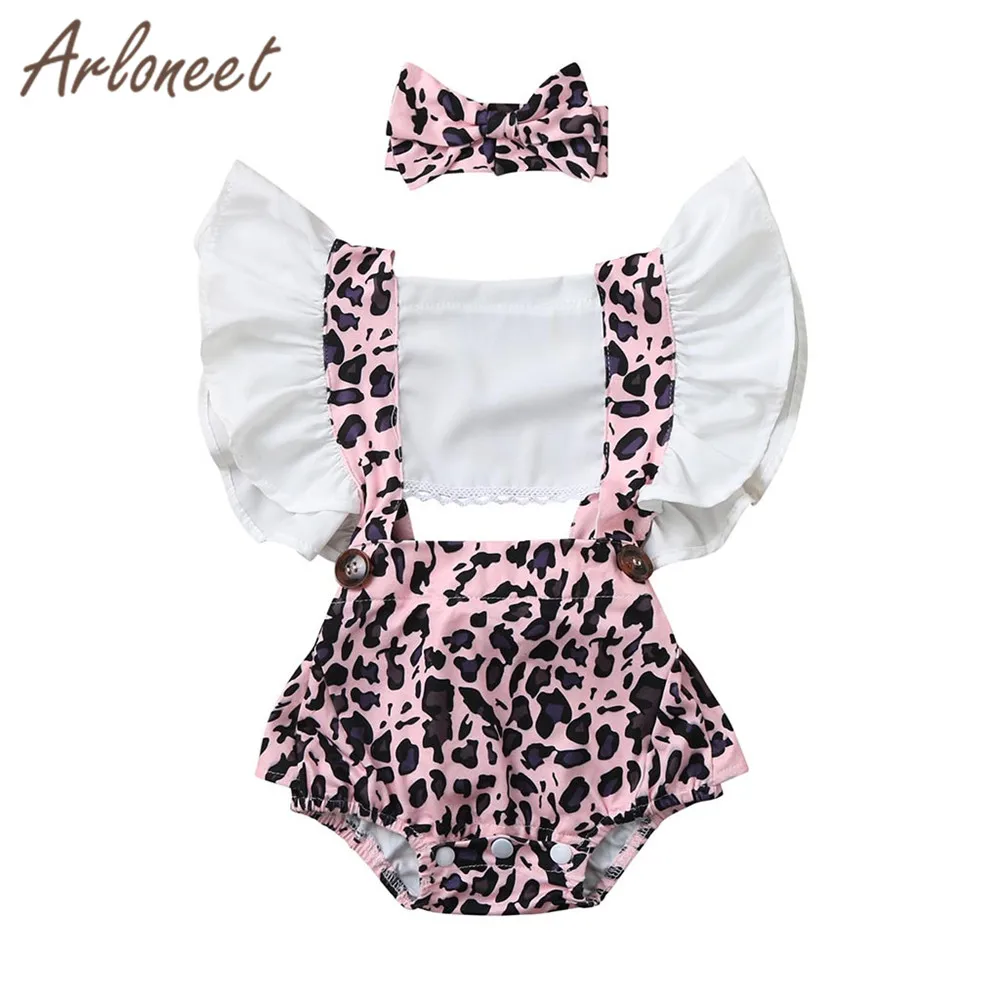 ARLONEET/Детские комбинезоны Летний комбинезон с леопардовым принтом для девочек