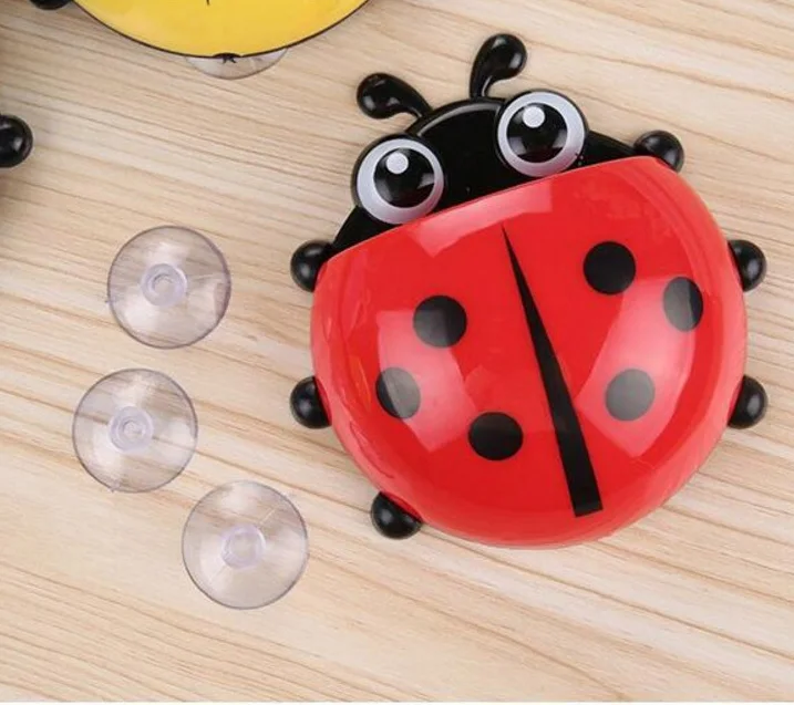 

Cute ladybug insect toothbrush holder Cartoon Toiletries Toothpaste Holder Wall Suction Bathroom Sets cup tooth brush container