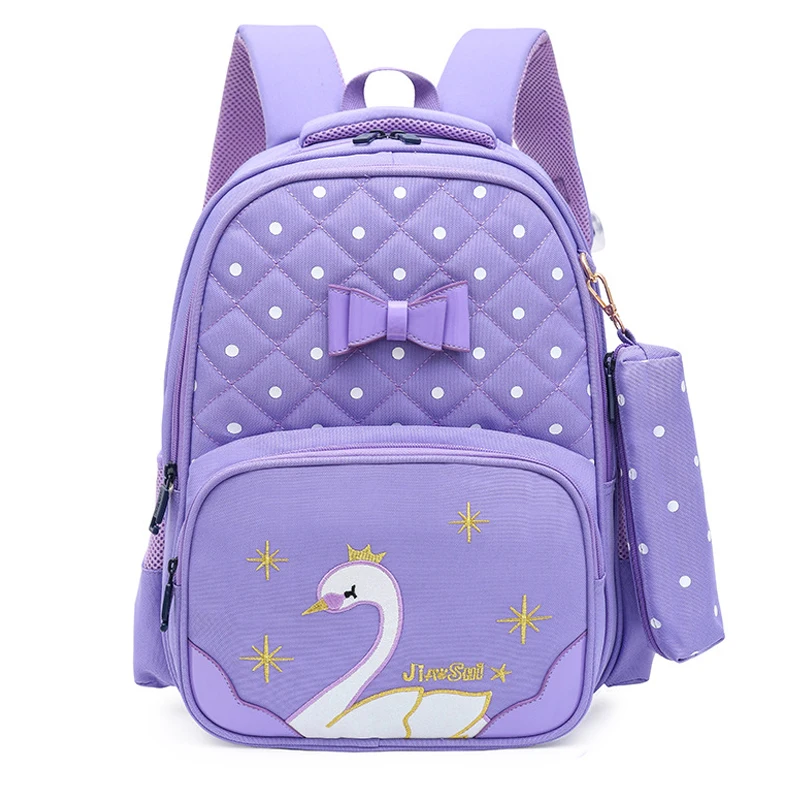 

Школьные ранцы с лебедем для девочек, милые детские рюкзаки, детская ортопедическая сумка с мультипликационным рисунком, большая сумка для ...