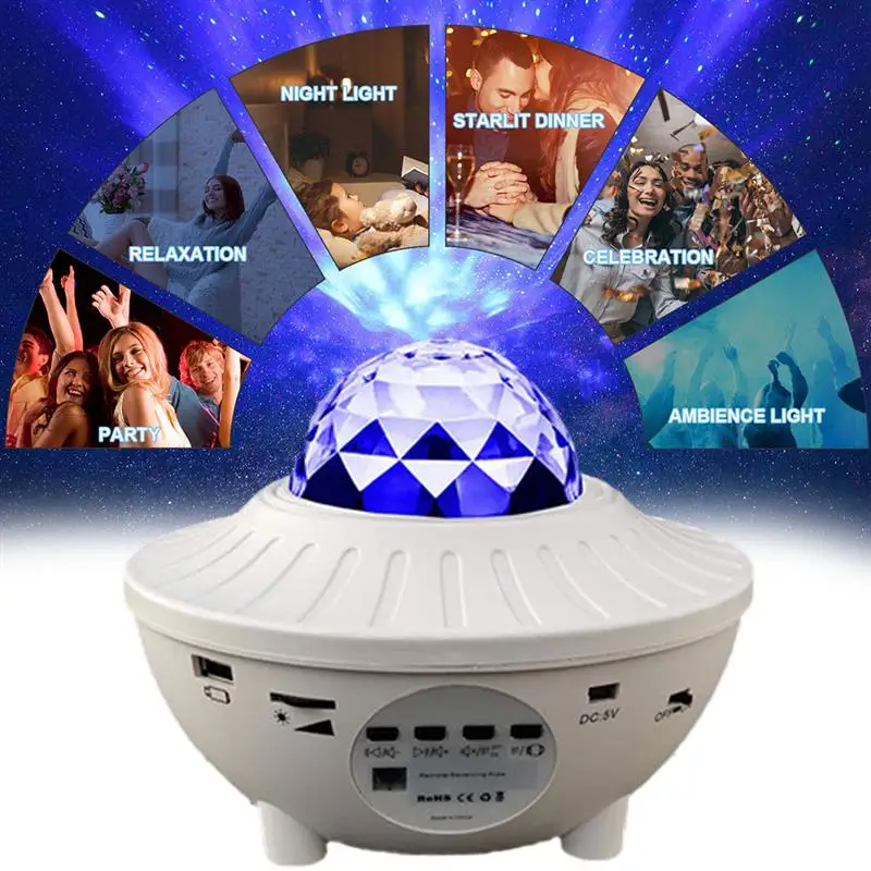 

LED Star Projector Night Light Galaxy Starry Night Lamp Ocean Wave Projector With Music Bluetooth Speaker Remote Control For Kid
