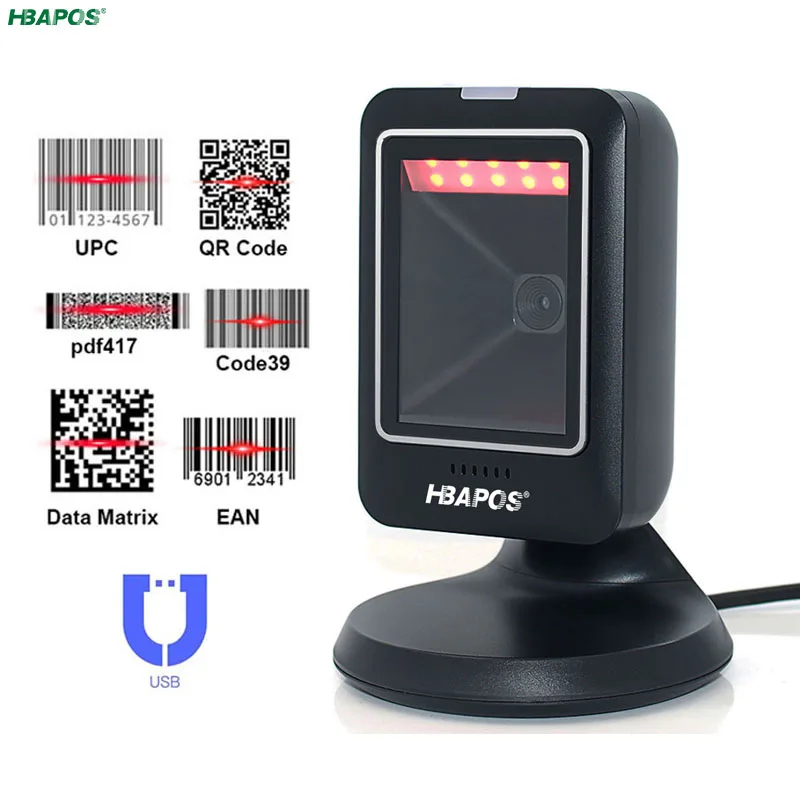 Barcode Scanner Omnidirectional 1D 2D QRcode Desktop Hands-Free Wired USB Platform Scanning Reader for supermarket store | Компьютеры и