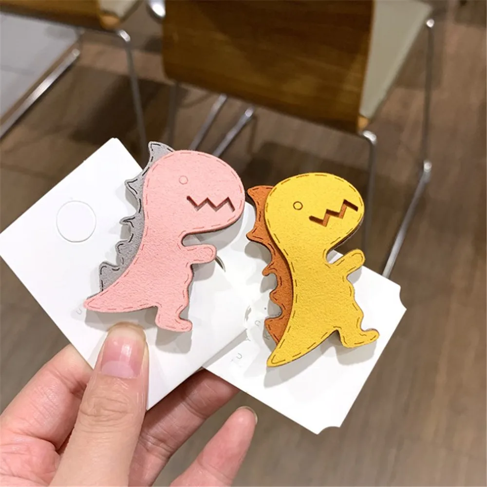 Модные милые заколки для волос с мультипликационным динозавром девочек ручной