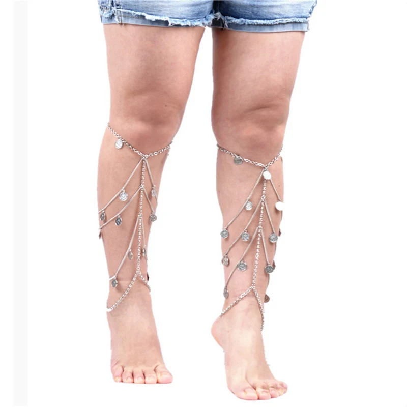 Подчеркивающие индивидуальность пляжные сандалии на босую ногу браслет