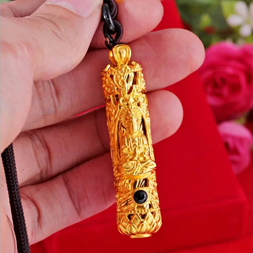 

Hi Hollow out guanying necklace 24k Gold Plated Pendant unisex Necklace For male Clavicle Chain mother's Day Fine Jewelry