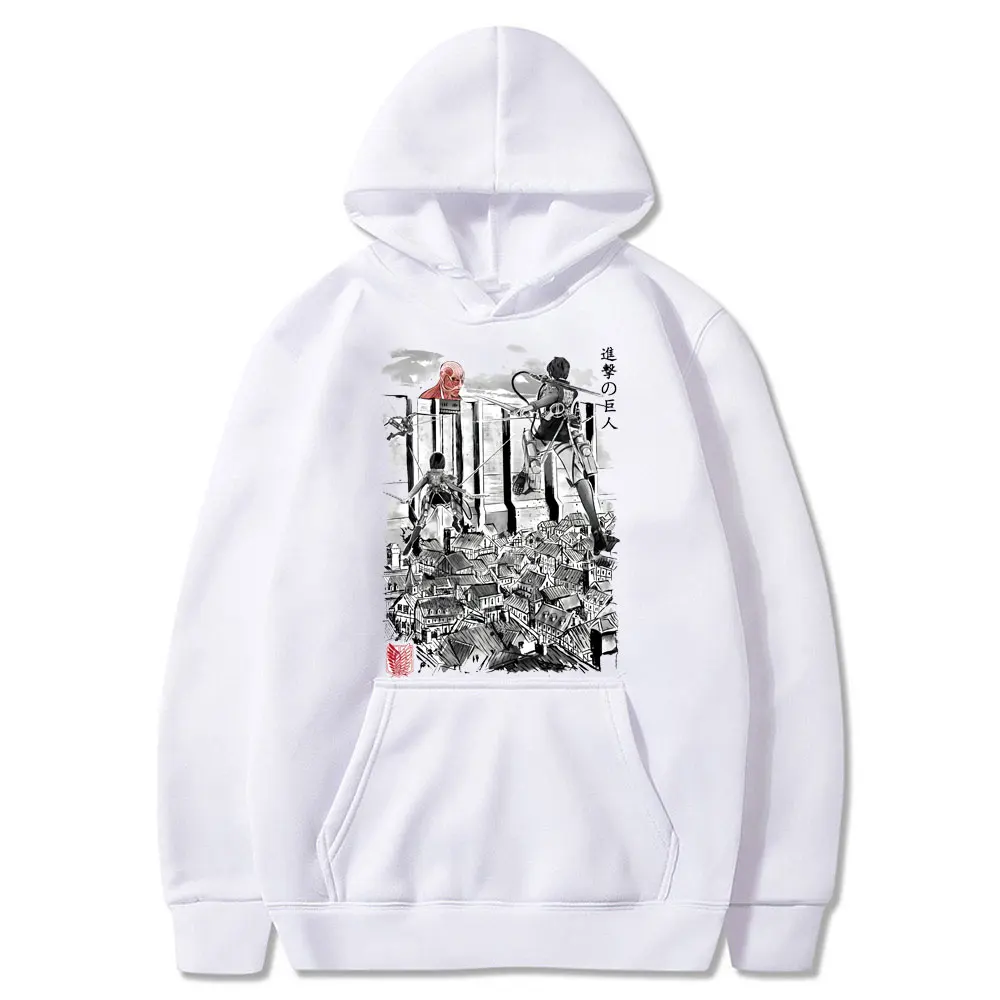

Japanese Anime Attack on Titan Hoodies Men Kawaii Japanese Cartoon Harajuku Sweatshirts Cool Streetwear Graphic Hoody Male 90s