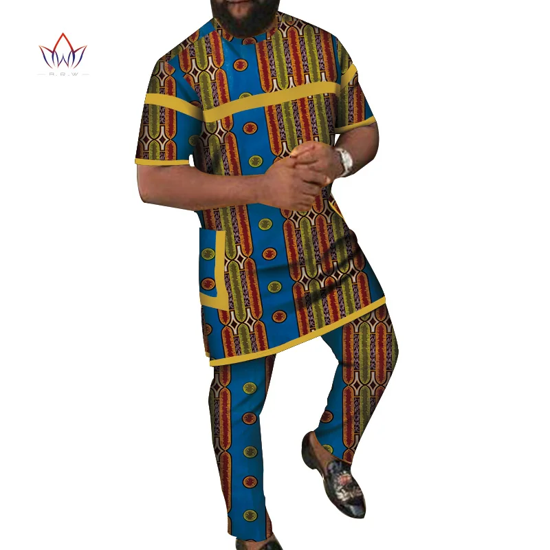 Bazin богатый Мужской комплект из 2 предметов африканская одежда повседневная