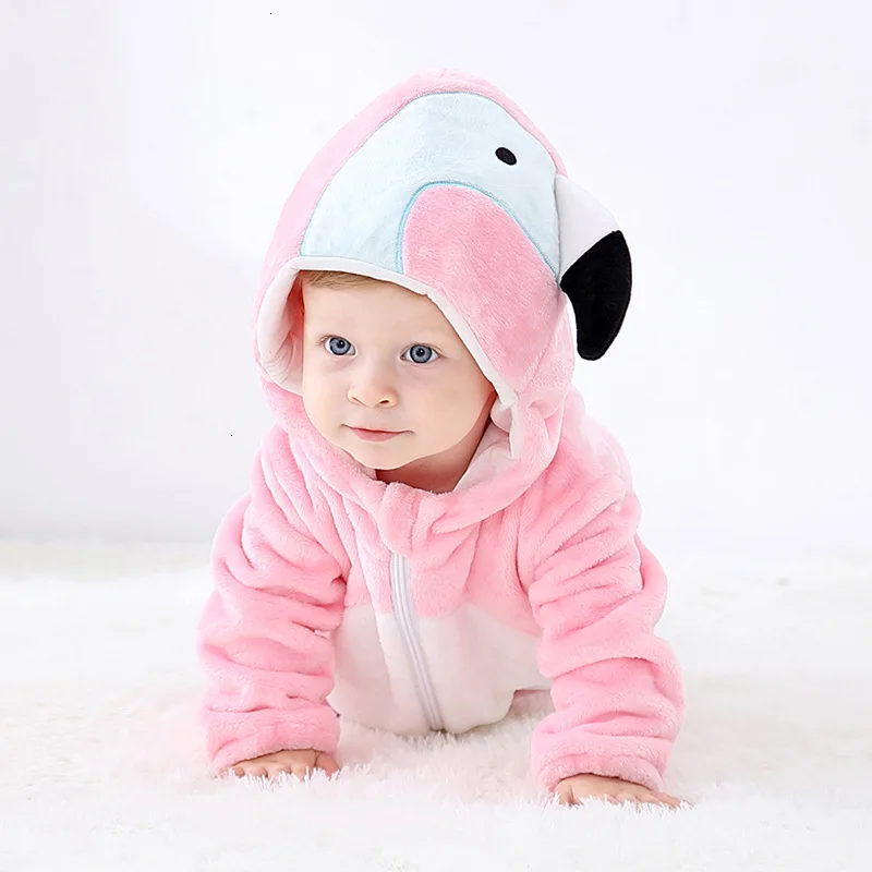 Baby Clothes cartoon animal Ins Children Pajamas Flannel Climb Cartoon Suit warm hooded tops |