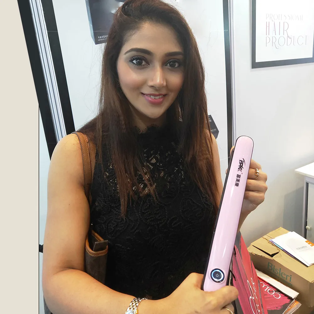 FMK Профессиональный Выпрямитель для волос керамический утюжок нано титановый