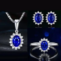 luxury women baroque oval cz crystal 3pc set necklaceearringring set fashion women aaa zircon wedding engagement jewelry