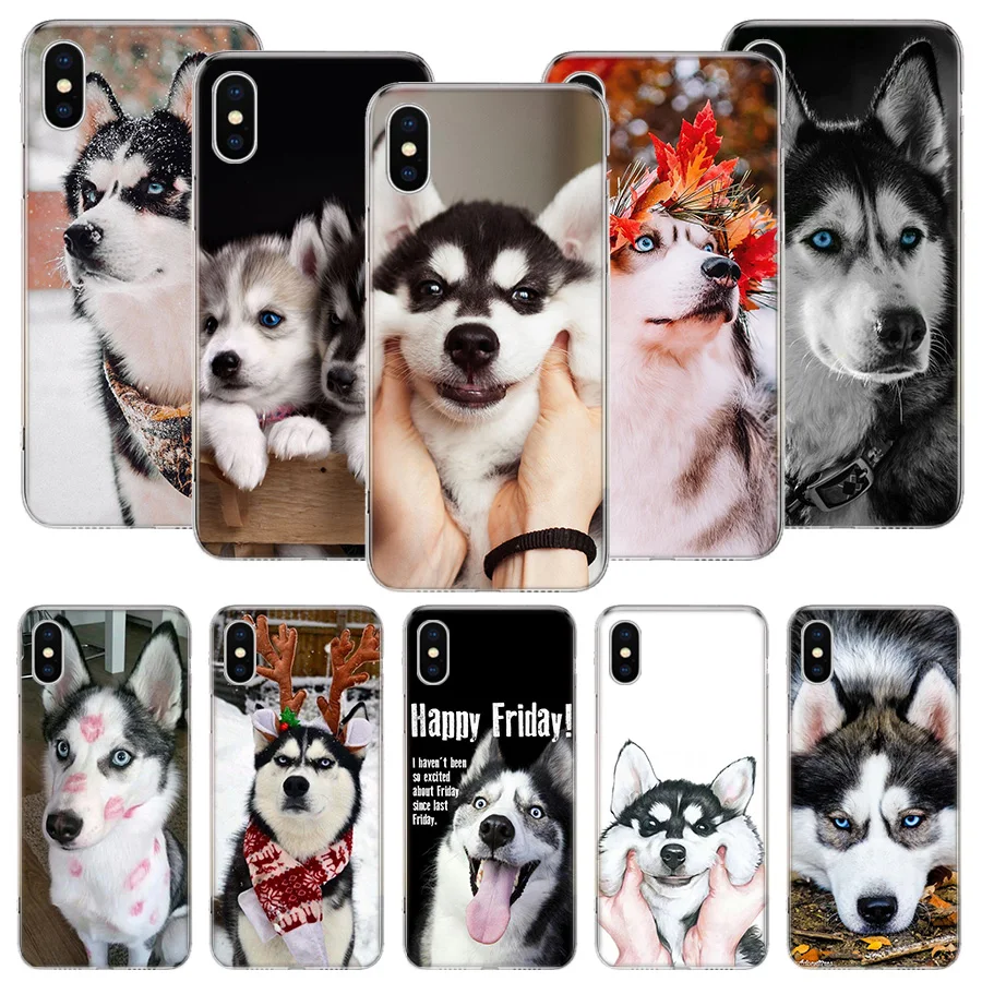 

Siberian Husky Dog Phone Case For iPhone 11 12 13 14 Pro XS XR X Max 7 8 6 6S Plus Mini + 5 SE Pattern Customized Coque Cover