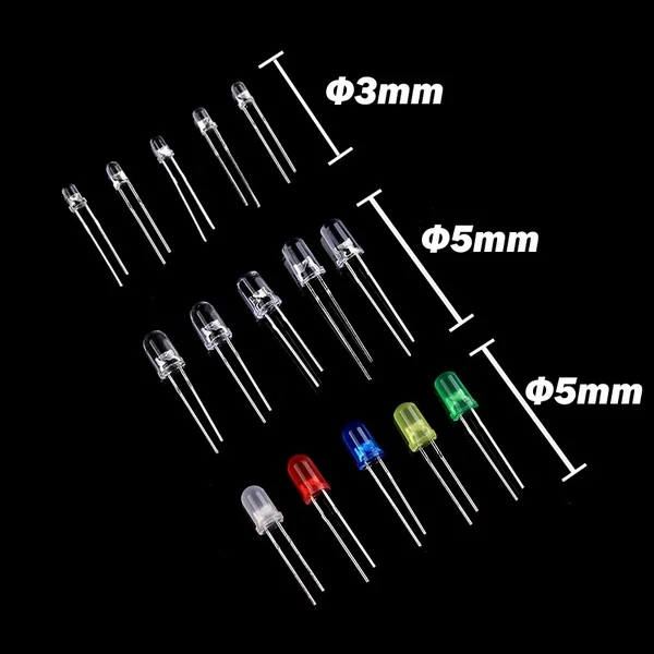 600 шт. 3 мм/5 мм белый/желтый/красный/синий/зеленый светоизлучающие диоды набор