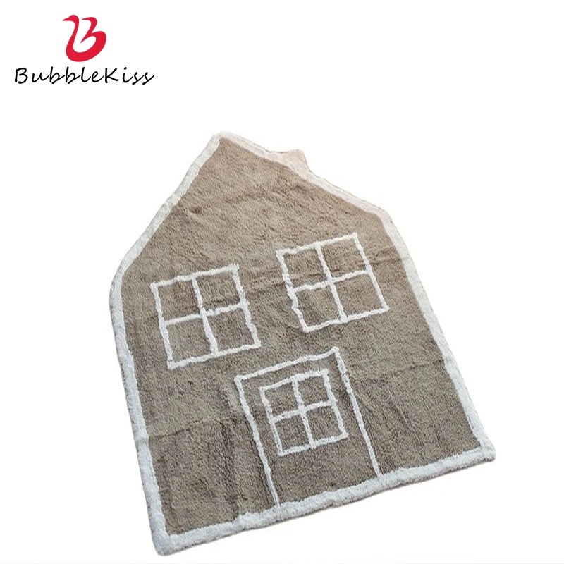 

Bubble Kiss Soft Cotton Carpets For Living Room Kids Crawling Game Small House Shape Area Rugs Home Decorative Floor Mats