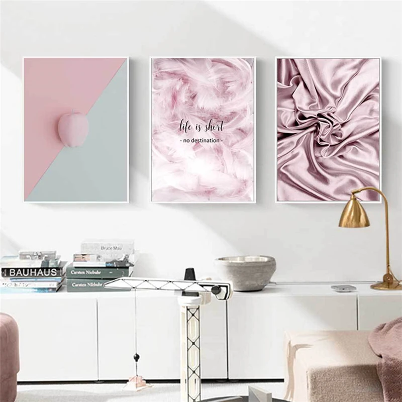 Скандинавское Розовое Перо Пляжный Пейзаж тюльпан поле холст украшение живопись