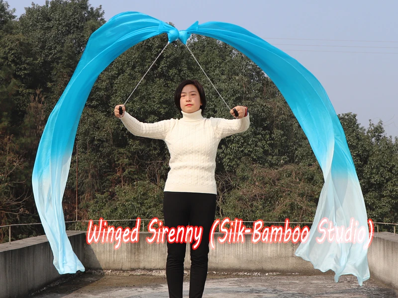 Выцветающая бирюза 1 шт. 2 3 м * 0 9 съемная ручная роспись искусственный шелк для