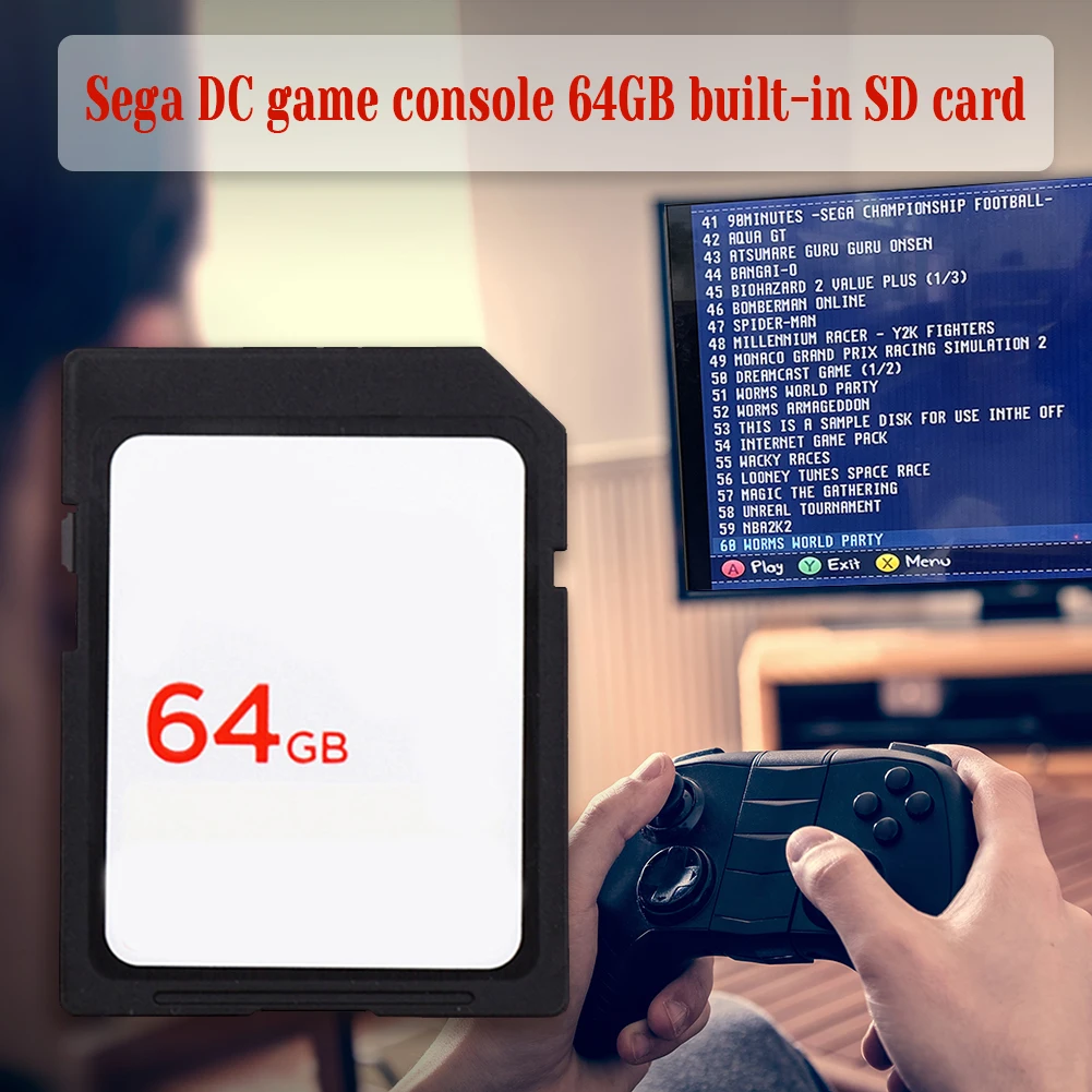 

Карта памяти игровой консоли, 64 ГБ, для Sega Dreamcast GDEMU Secure, цифровая карта, встроенные 64 DC аксессуары для видеоигр