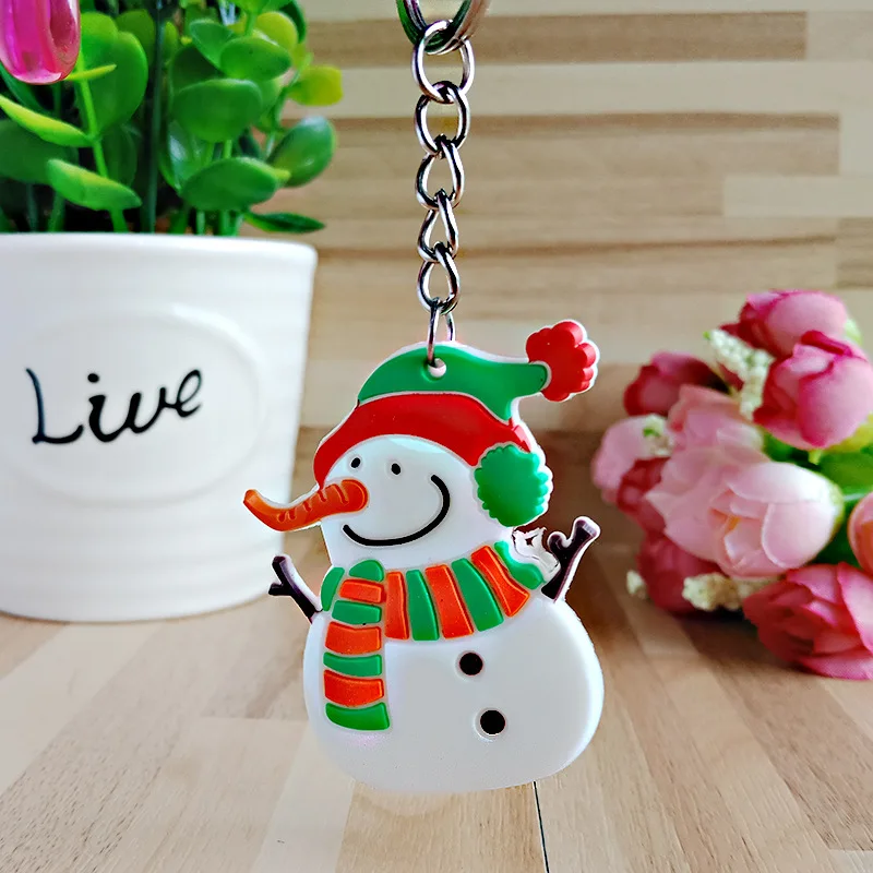 

Cute Cartoon Christmas Silicone Keychain Key Ring Christmas Santa Claus Gifts Simple Girls Jewelry Car Bag Accessories
