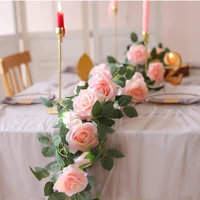 2pcs 2m fake silk rose vine artificial flowers hanging ivy garland for wedding home office party garden craft decor
