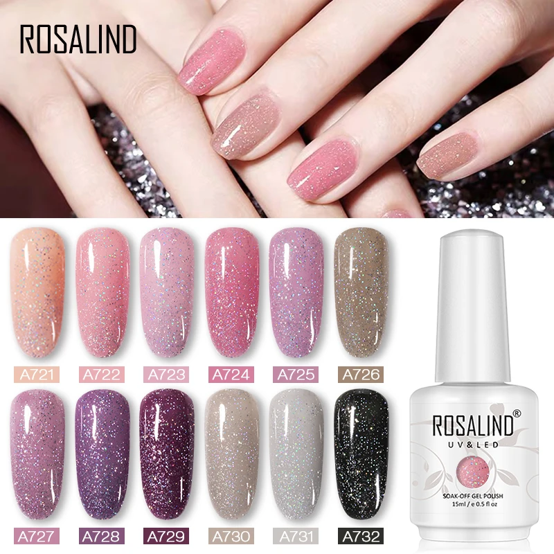 ROSALIND 15 мл Гель лак для ногтей Блестящий неоновый белый замачиваемый Маникюр УФ