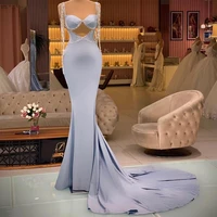elegant mermaid evening dresses sheer hollow out prom gowns spaghetti straps beading party second reception dress 2022