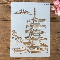 a4 29cm asia ancient tower diy layering stencils wall painting scrapbook coloring embossing album decorative template