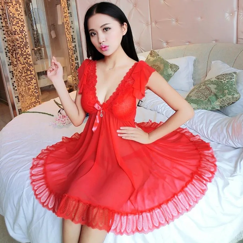 

2019 fashion design sexy ladies new summer thin section mesh nightdress