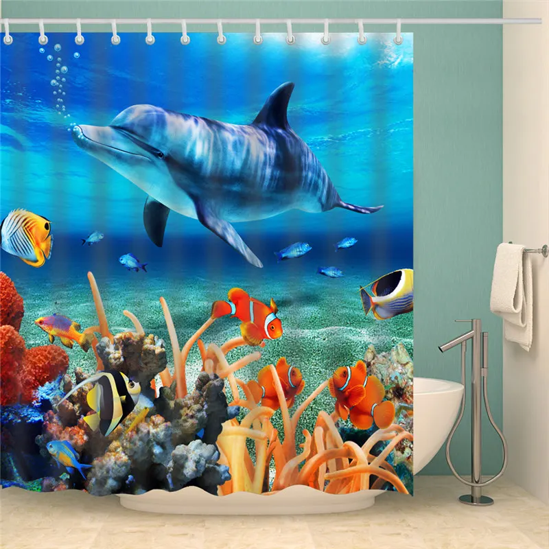 Подводный мир занавески для душа печать ванная комната водонепроницаемый