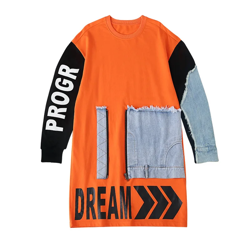 Женская футболка с длинным рукавом лето 2020 новая свободная джинсовая юбка